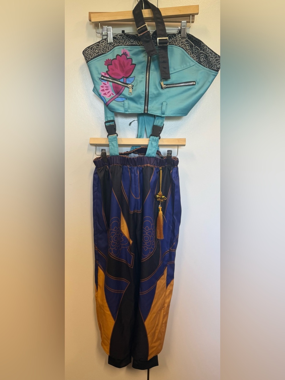 New 2 piece Asian anime costume - pants and cropped top.  Tassel Accent. Sexy
